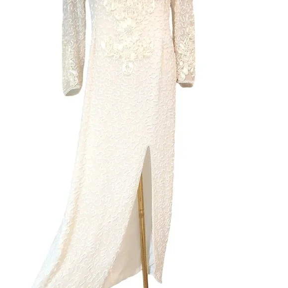Vintage Alyce Designs Beaded Embellished Gown Long‎ Sleeve Formal Dress